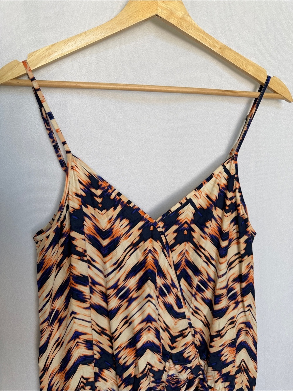 NEW Parker 100% Silk Multi-Colored Printed Romper Size L Navy & Cream Pockets - Picture 3 of 12